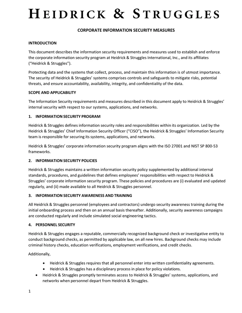 Corporate Information Security Measures Overview