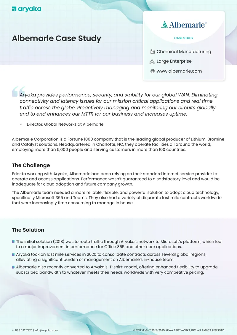 Albemarle Corporation Case Study on Network Solutions