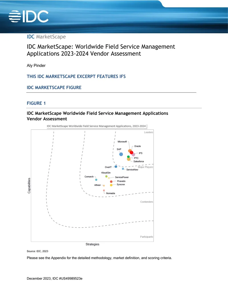 Worldwide Field Service Management Applications Vendor Assessment