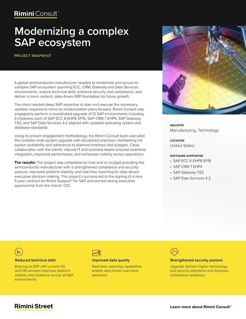 Modernization of SAP Ecosystem for Semiconductor Manufacturer