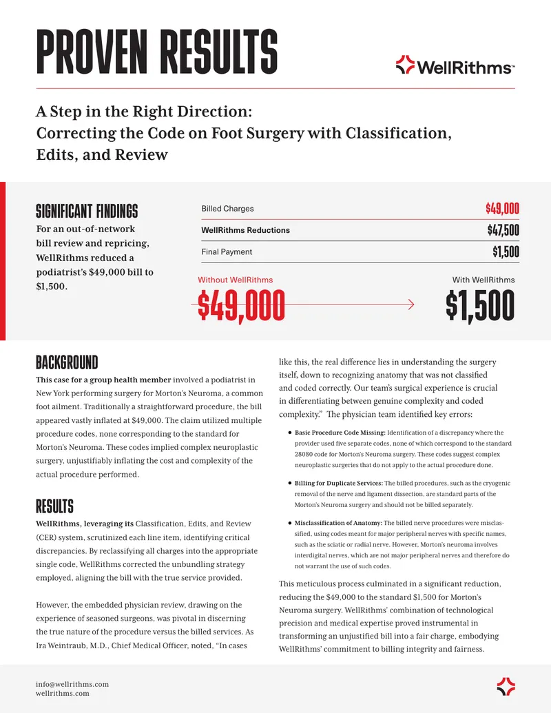 Foot Surgery Billing Review and Correction Process