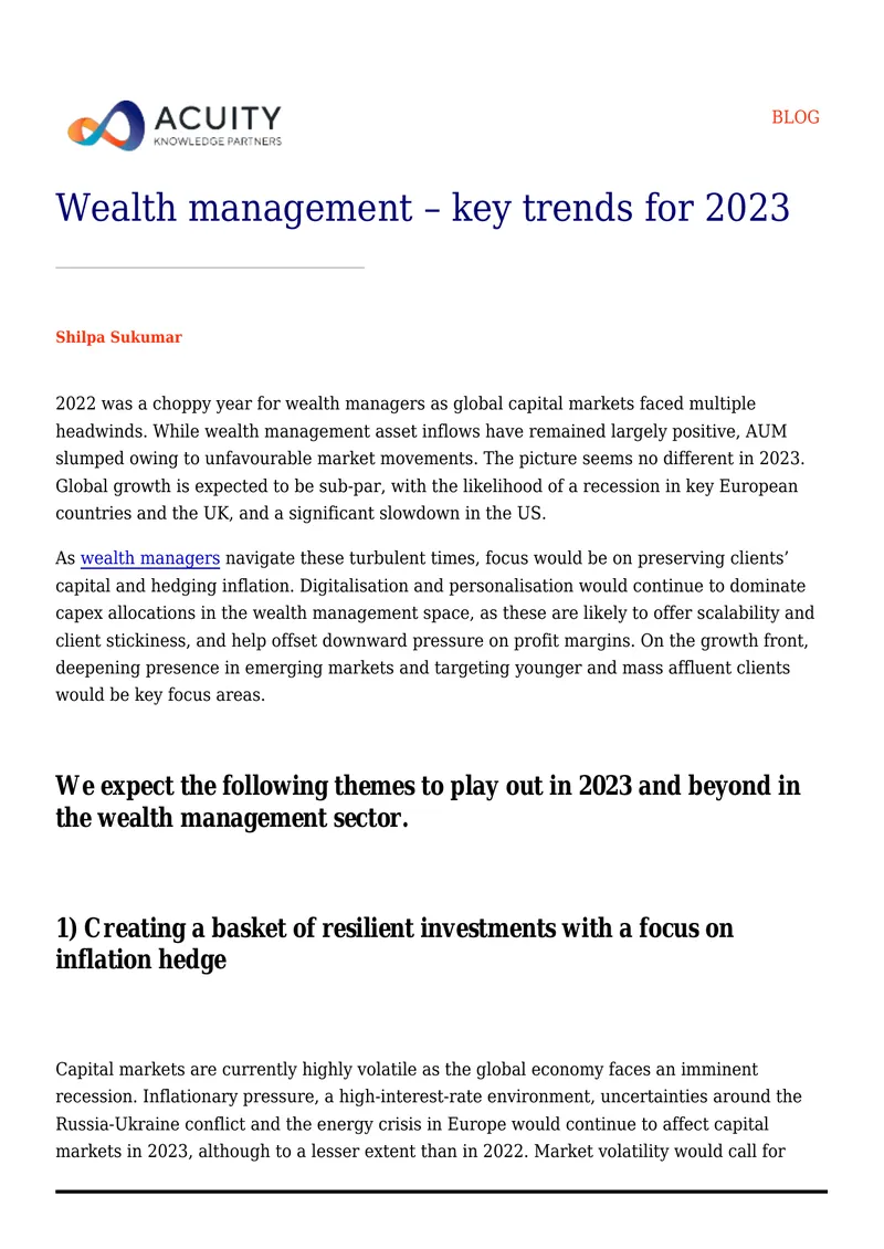 Wealth Management Key Trends for 2023