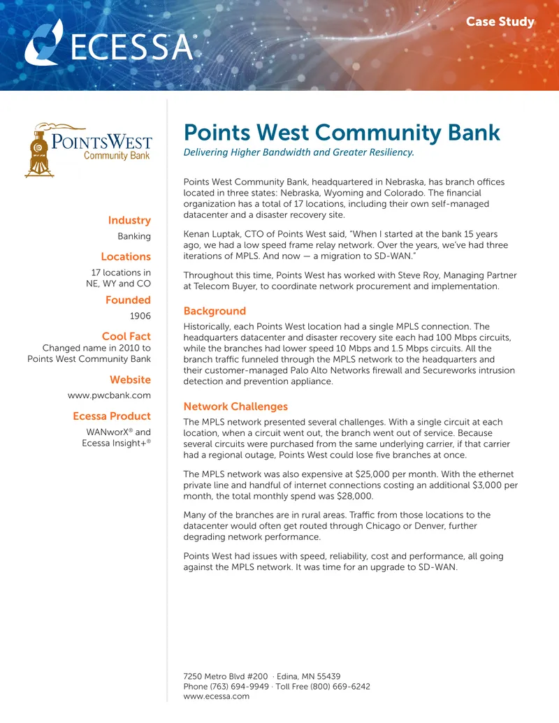 Points West Community Bank SD-WAN Deployment Case Study