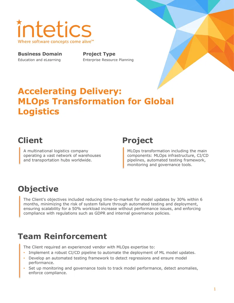 MLOps Transformation for Global Logistics Project