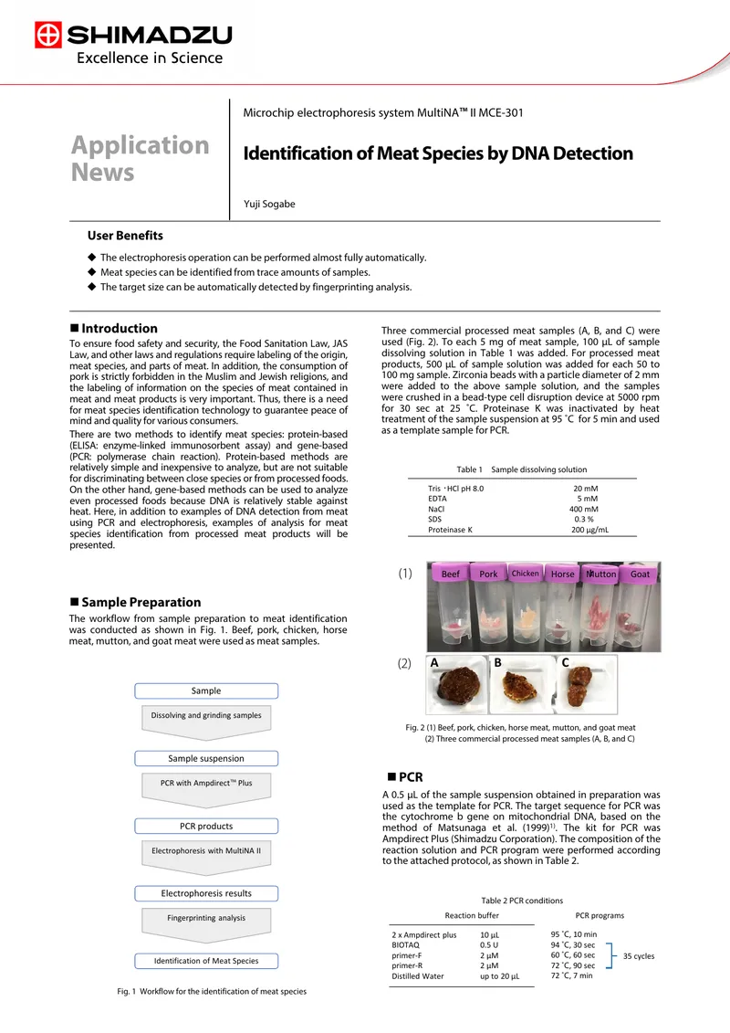 Identification of Meat Species by DNA Detection