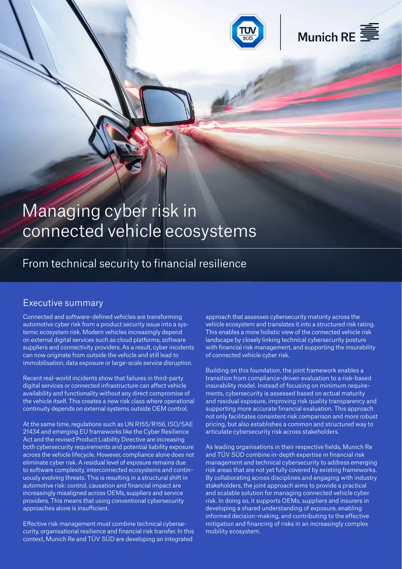 Managing Cyber Risk in Connected Vehicle Ecosystems