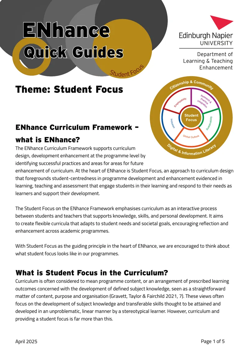ENhance Curriculum Framework for Student Focus