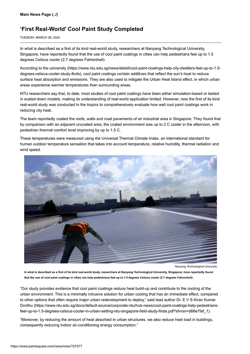 Real-World Study on Cool Paint Coatings