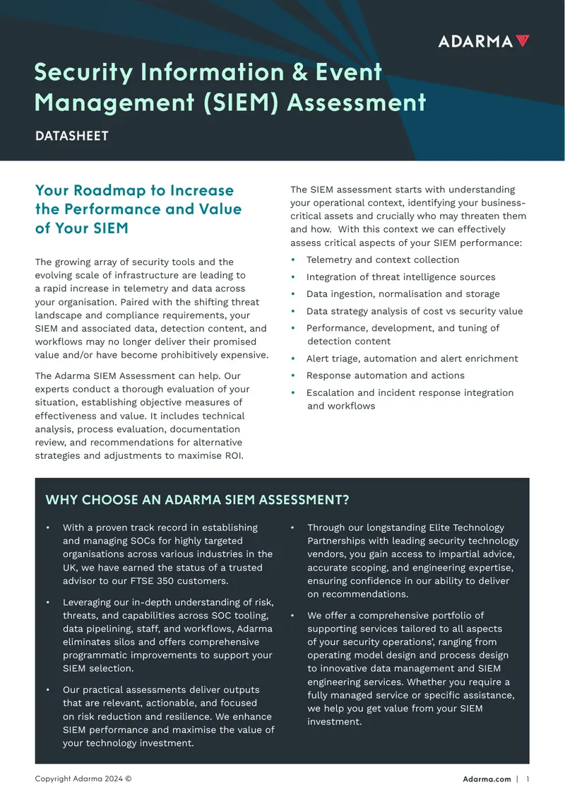 Security Information and Event Management Assessment