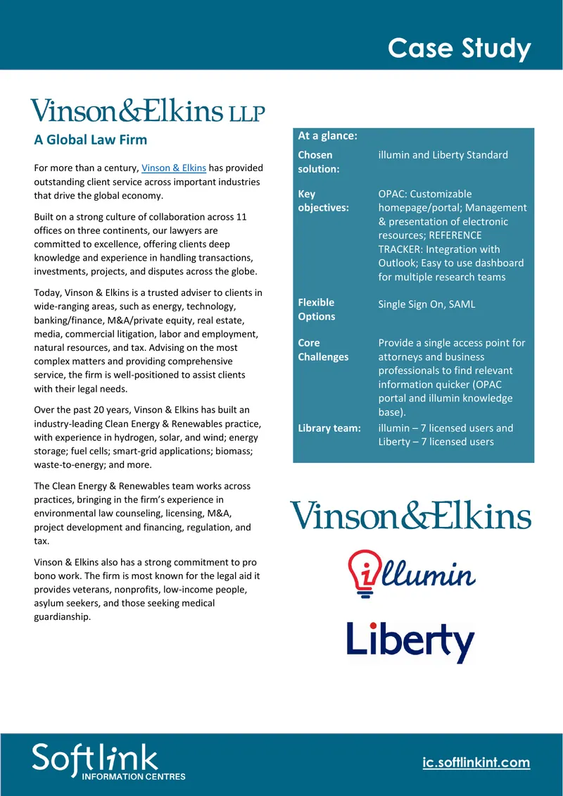 Vinson & Elkins Library Resource Management Case Study