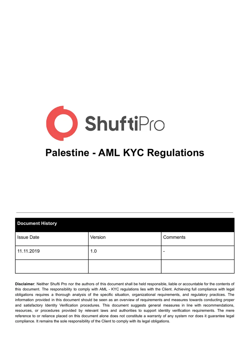 Palestine AML KYC Regulations Overview