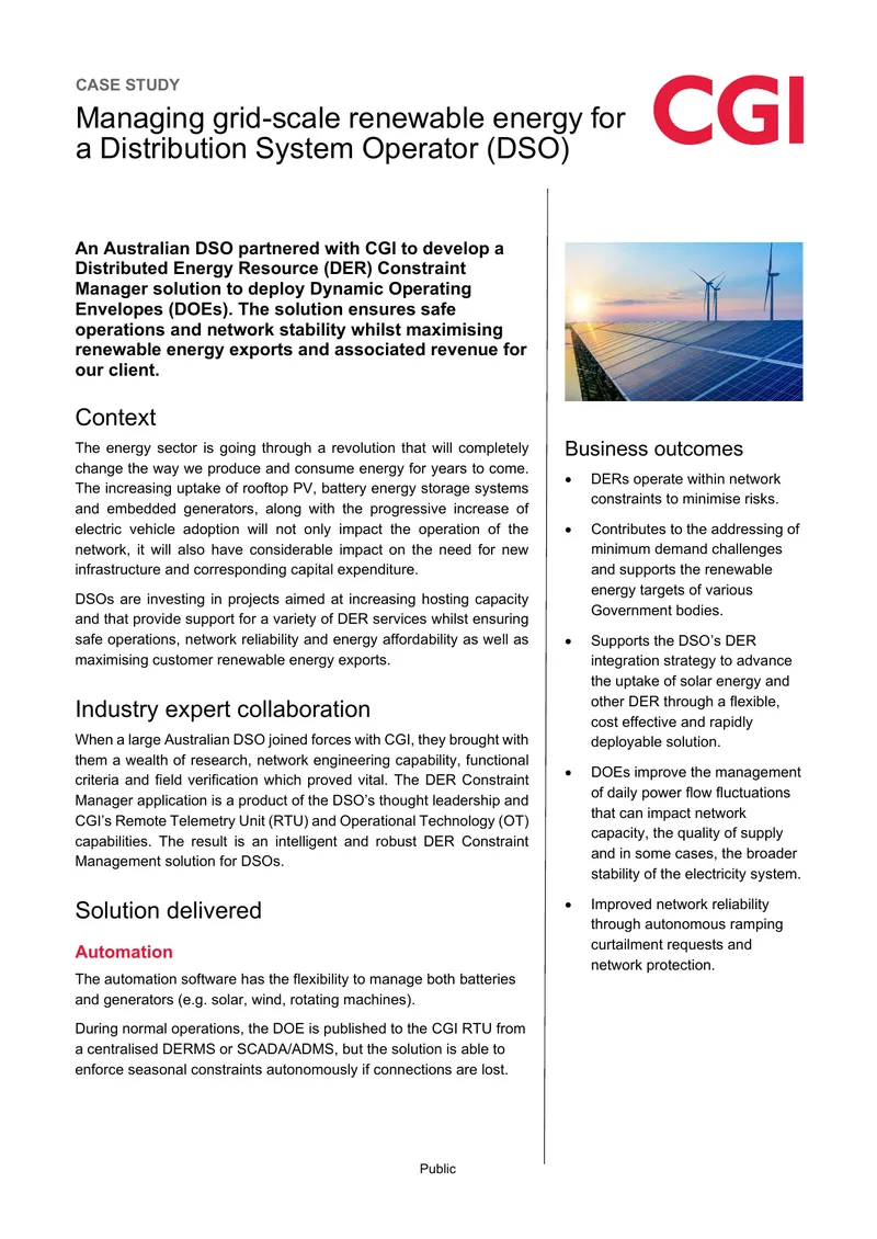 Managing Grid-Scale Renewable Energy for a DSO