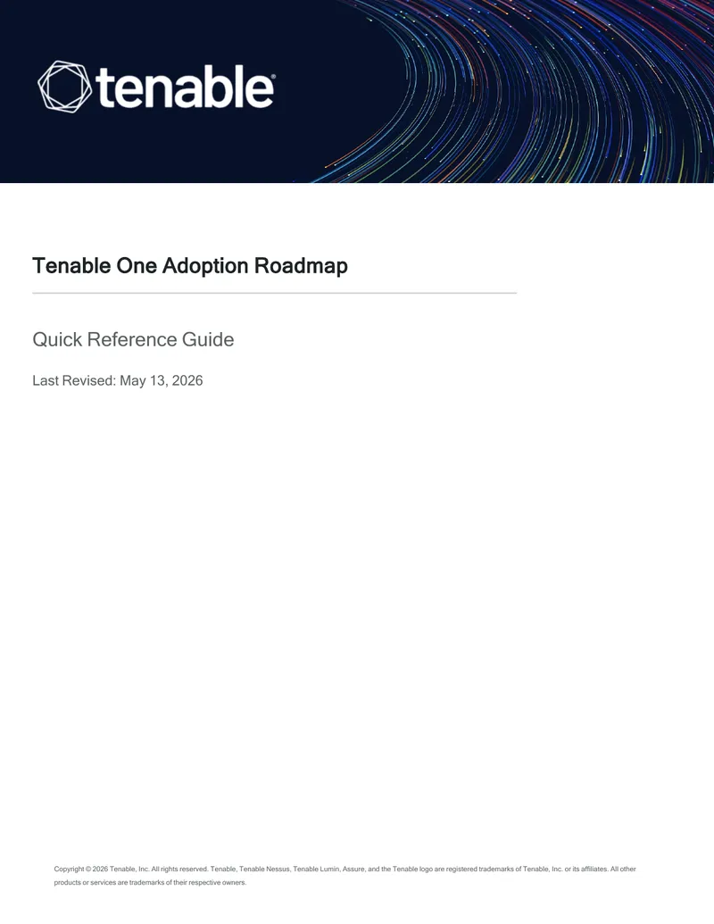 Tenable One Adoption Roadmap Quick Reference Guide