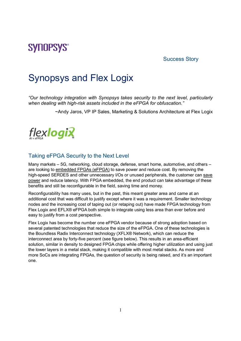 eFPGA Security Integration with Synopsys PUF Technology