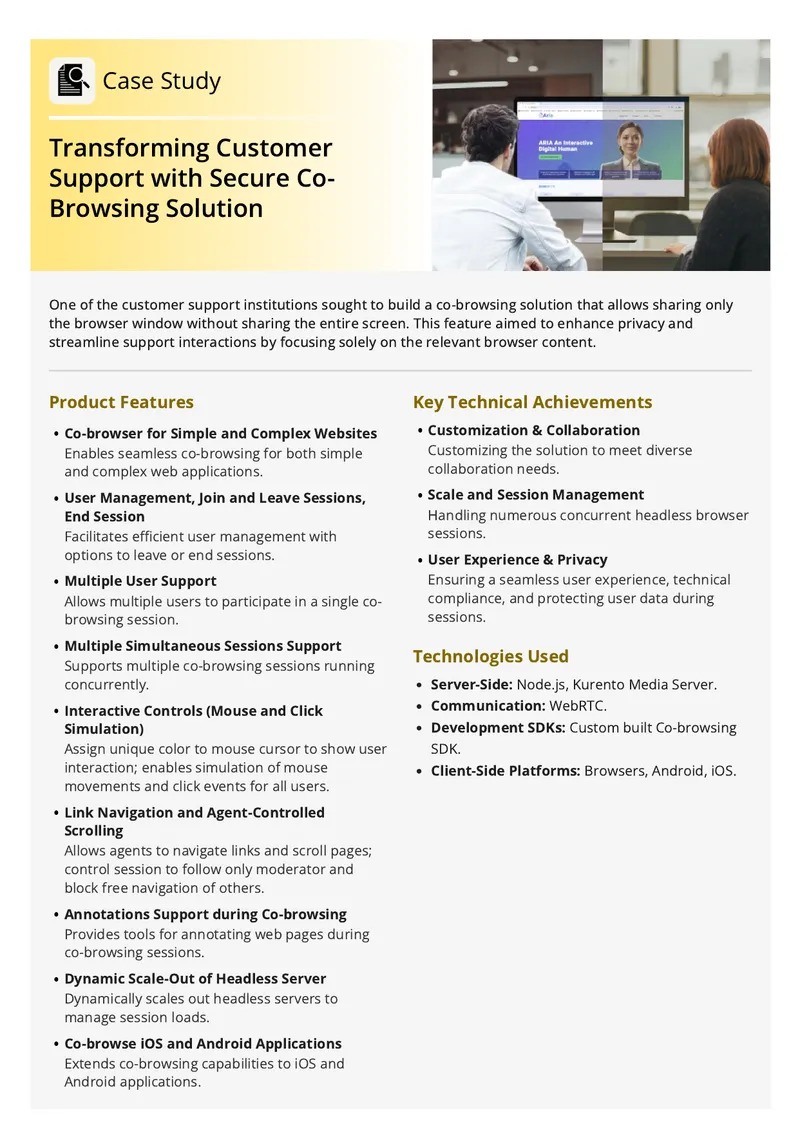 Transforming Customer Support with Co-Browsing Solution
