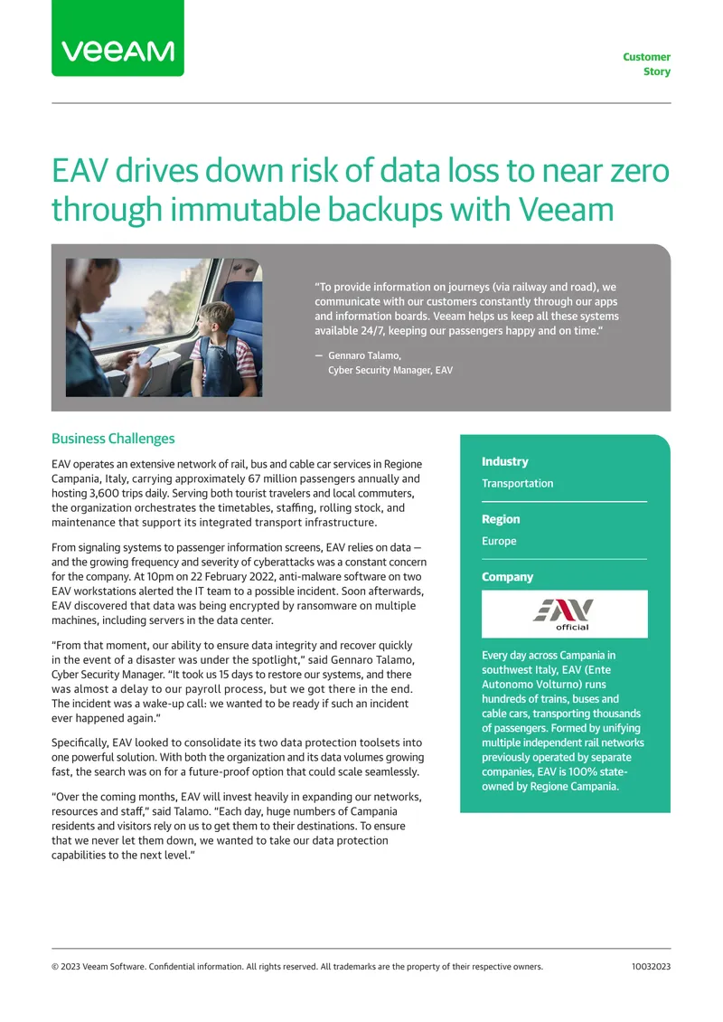 EAV Data Protection Strategy Transformation