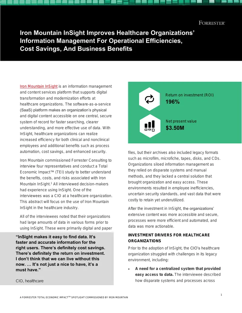 Iron Mountain InSight Impact on Healthcare Information Management