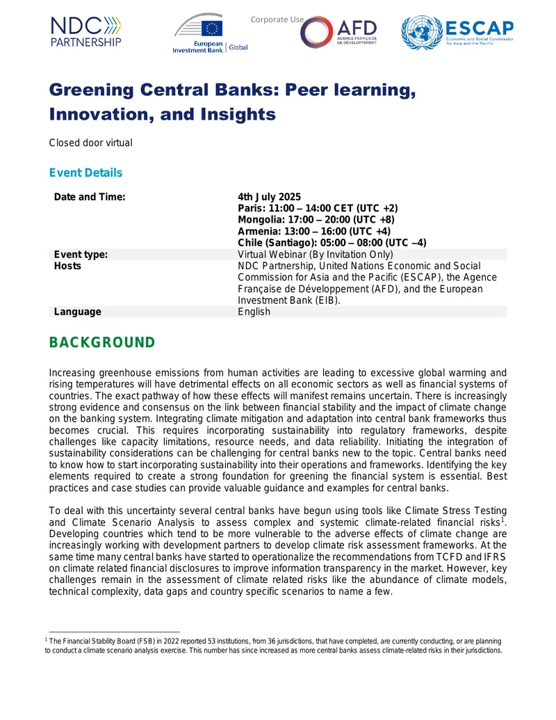 Greening Central Banks: Peer Learning and Insights