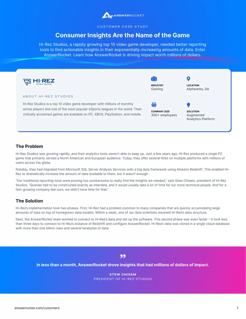 Hi-Rez Studios Analytics Improvement Case Study