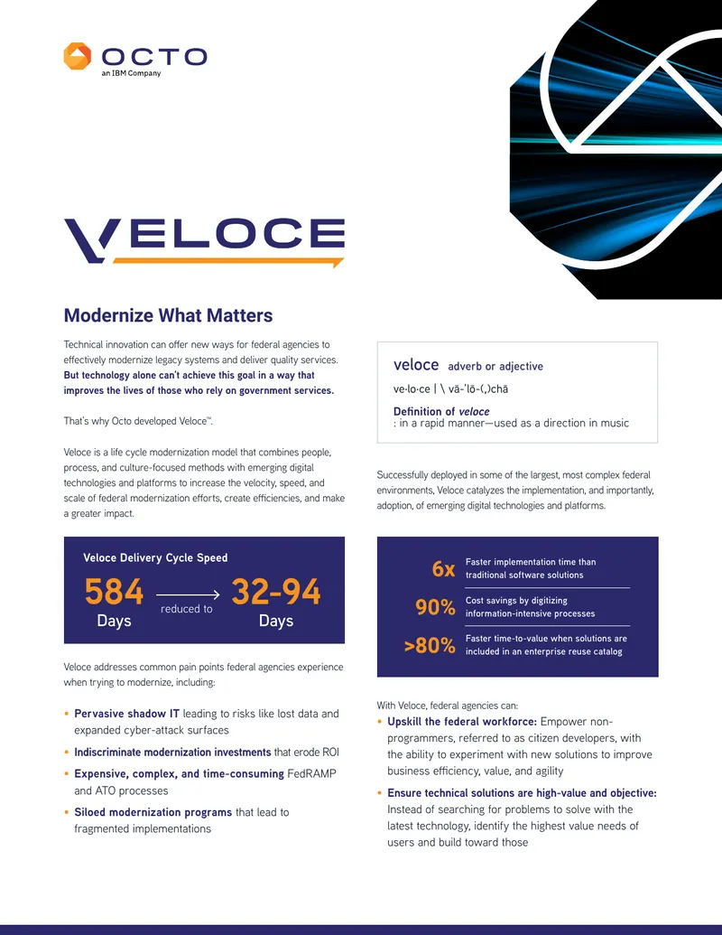 Veloce Life Cycle Modernization Model Overview