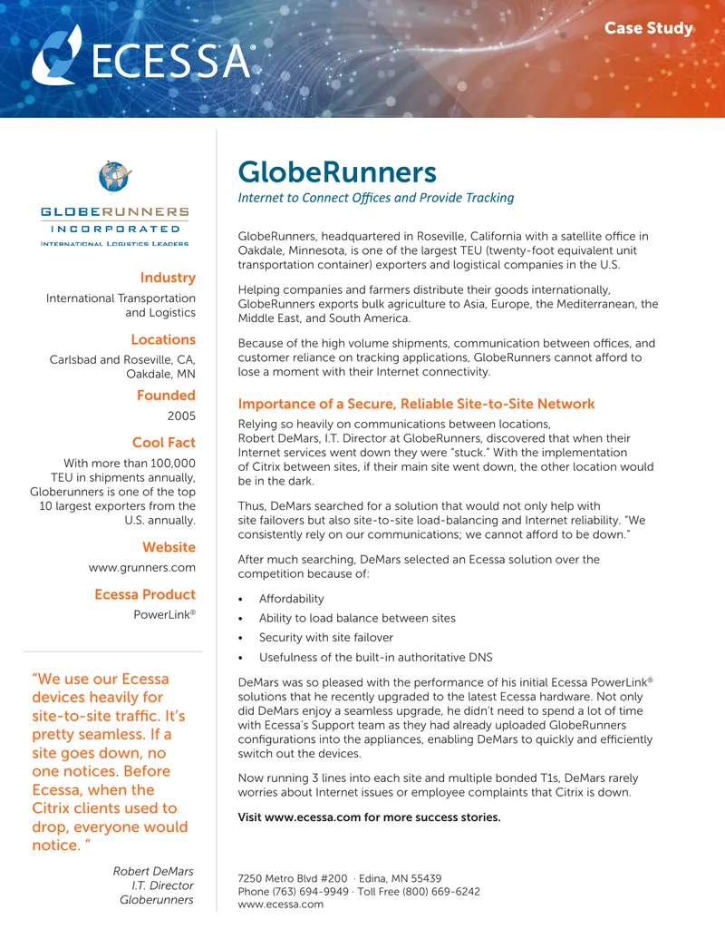 GlobeRunners Site Connectivity Case Study