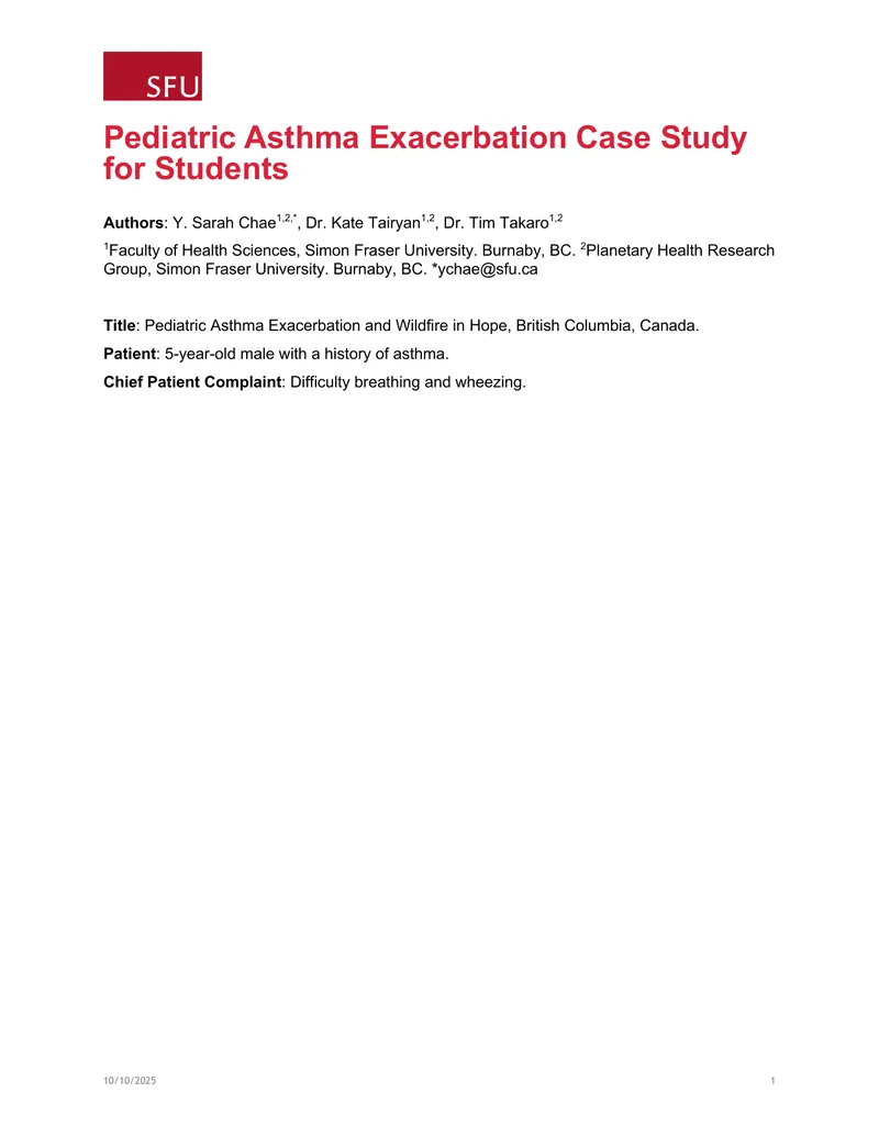Pediatric Asthma Exacerbation Case Study in British Columbia