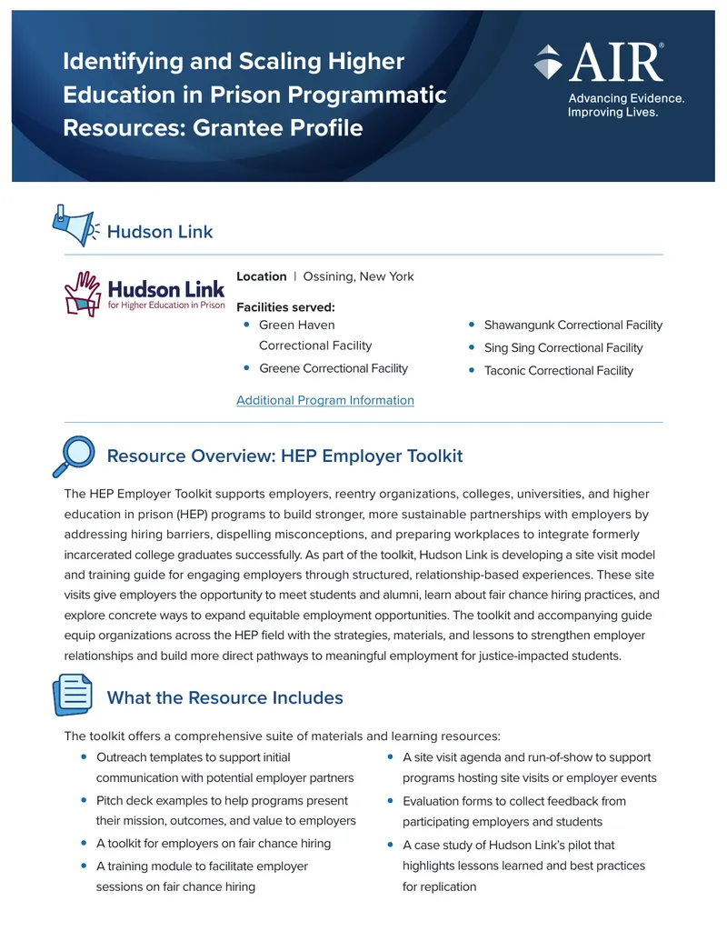 HEP Employer Toolkit for Sustainable Partnerships