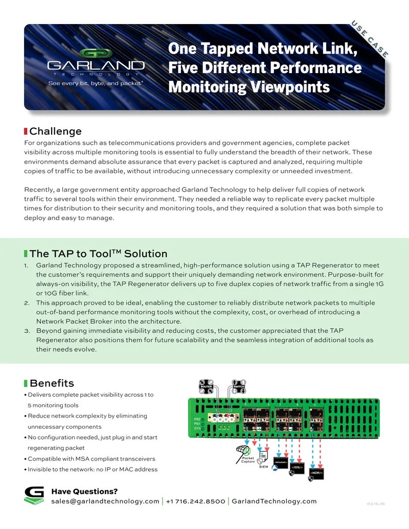 TAP Regenerator Solution for Network Visibility