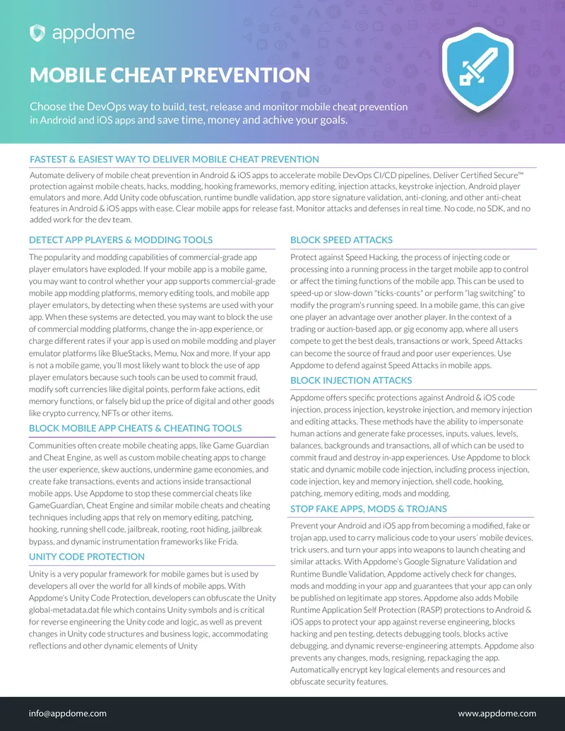 Mobile App Protection and Cheat Prevention Solutions