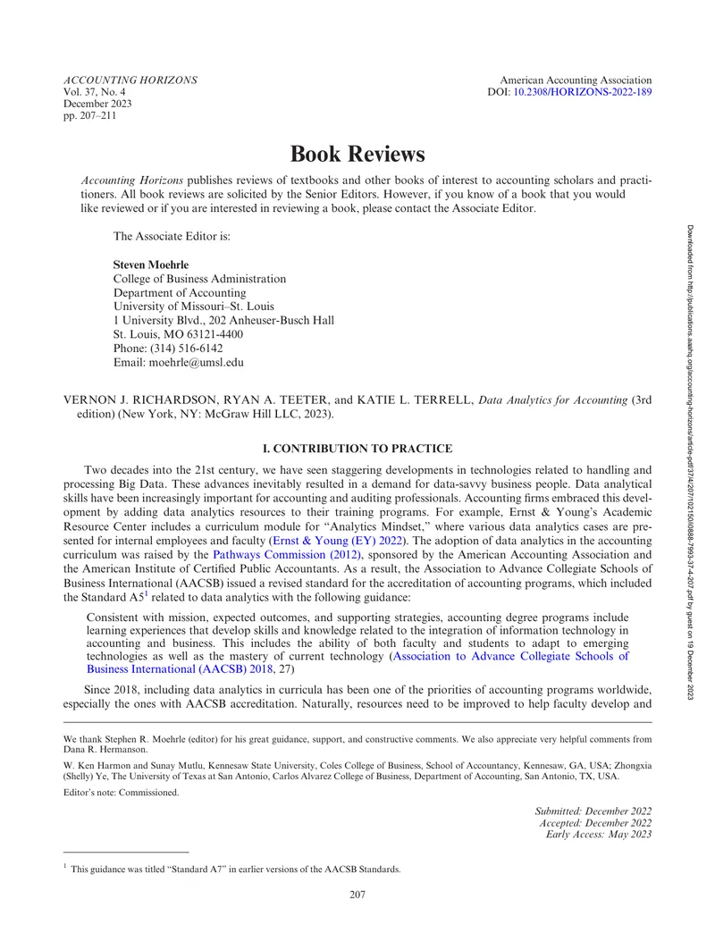 Data Analytics for Accounting Textbook Review