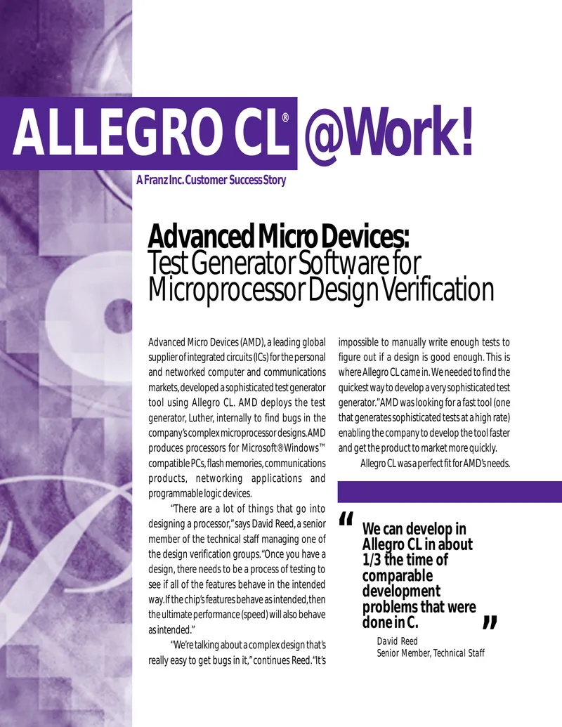 Advanced Micro Devices Test Generator Software Case Study