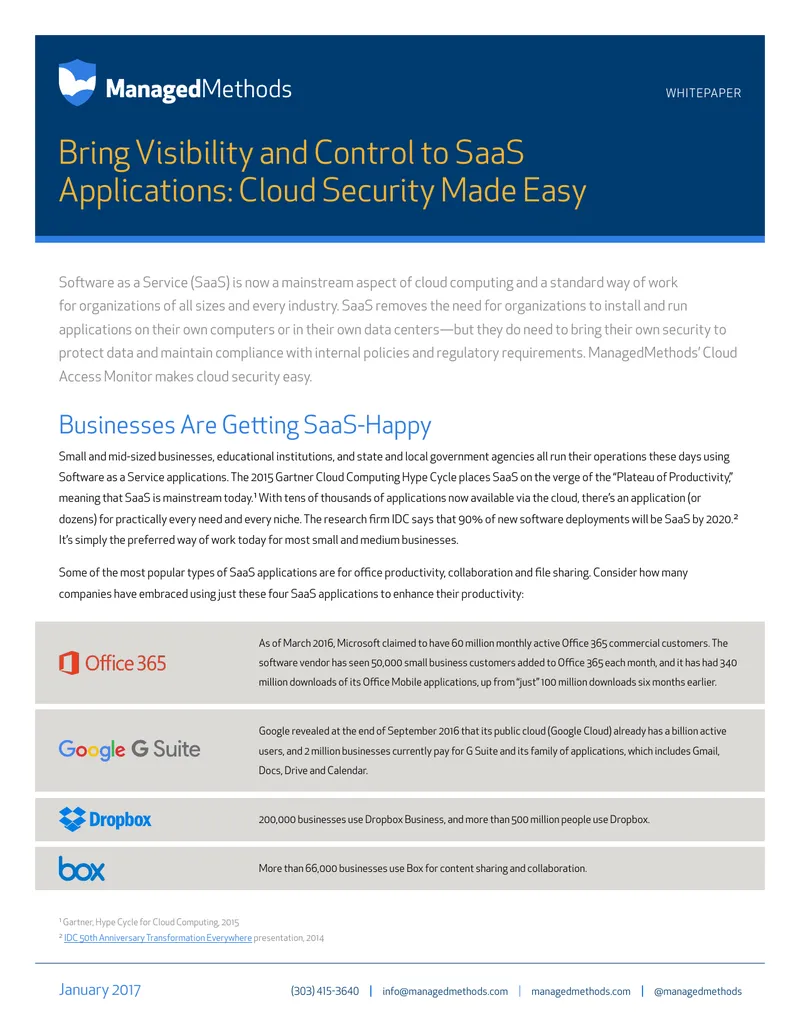 Cloud Security for SaaS Applications Management