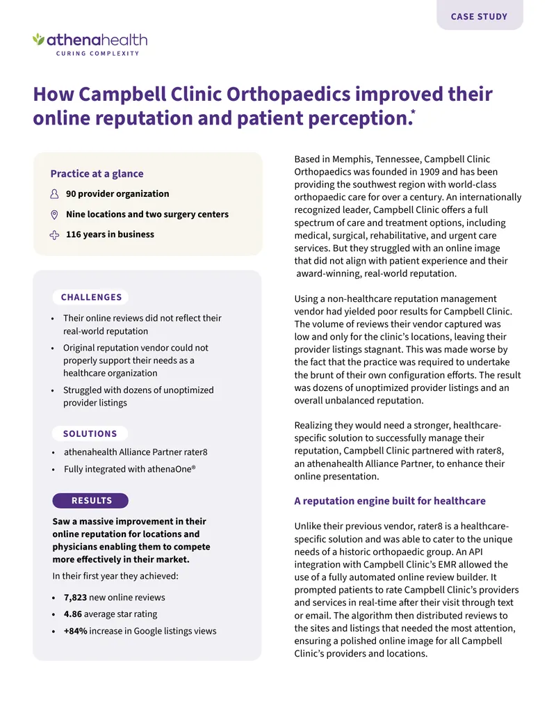 Campbell Clinic Orthopaedics Reputation Management Case Study