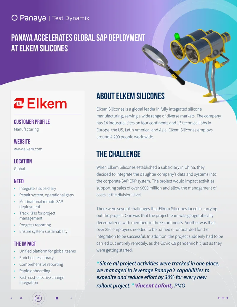 Panaya Solution for SAP Deployment at Elkem Silicones