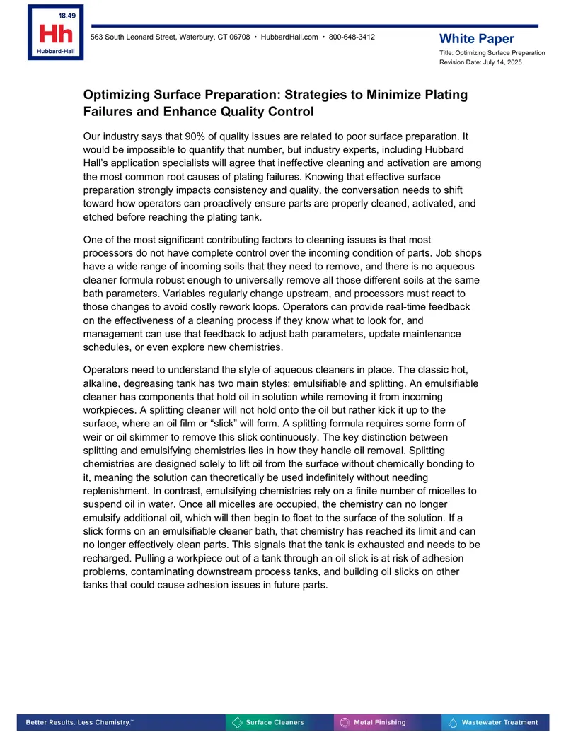Optimizing Surface Preparation Strategies