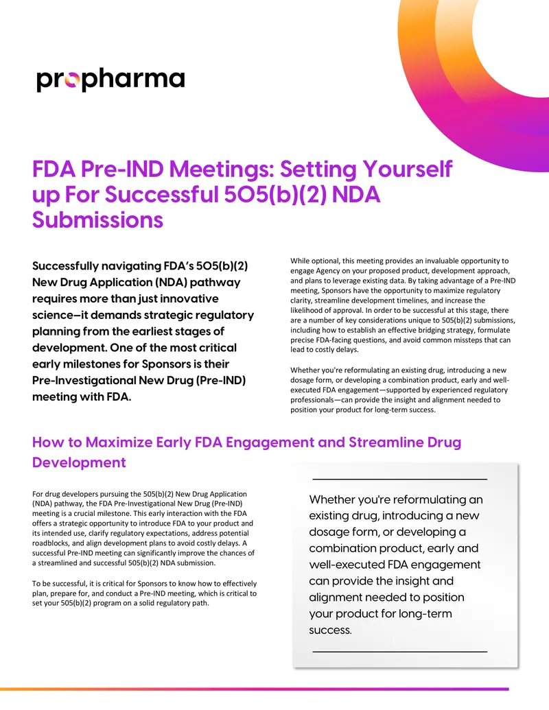 FDA Pre-IND Meetings for 505(b)(2) NDA Submissions