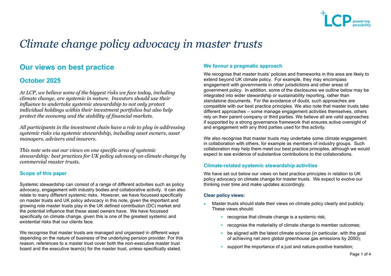 Best Practices for Climate Change Policy Advocacy