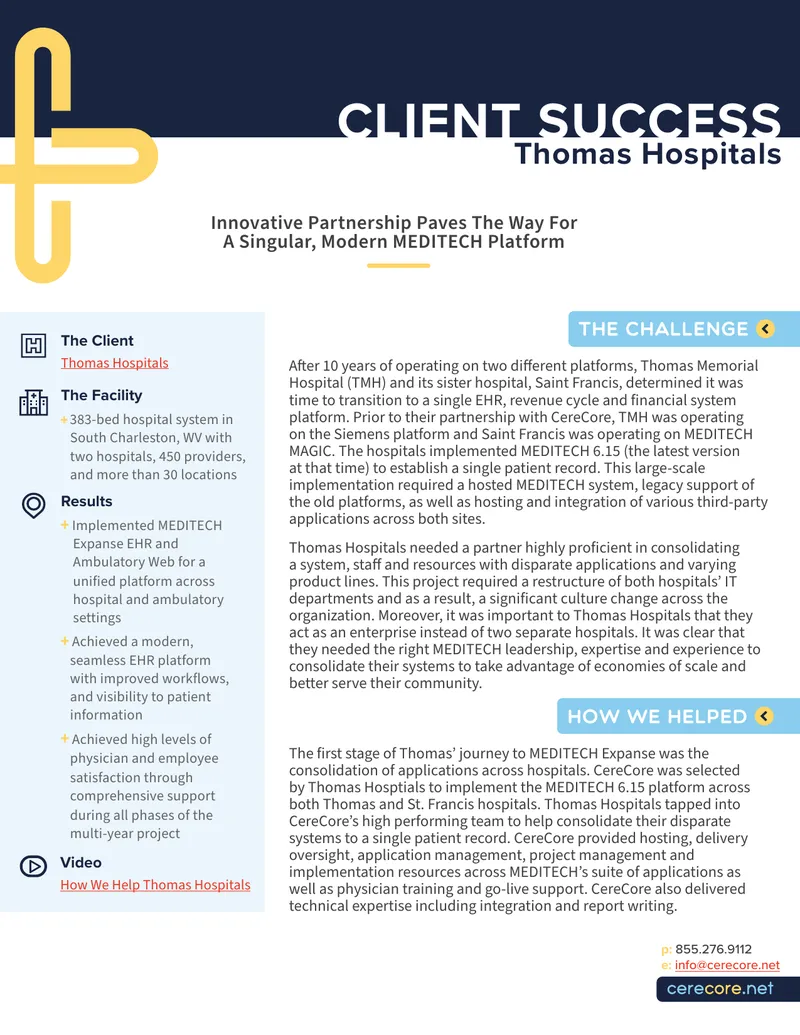 Implementation of MEDITECH Expanse at Thomas Hospitals