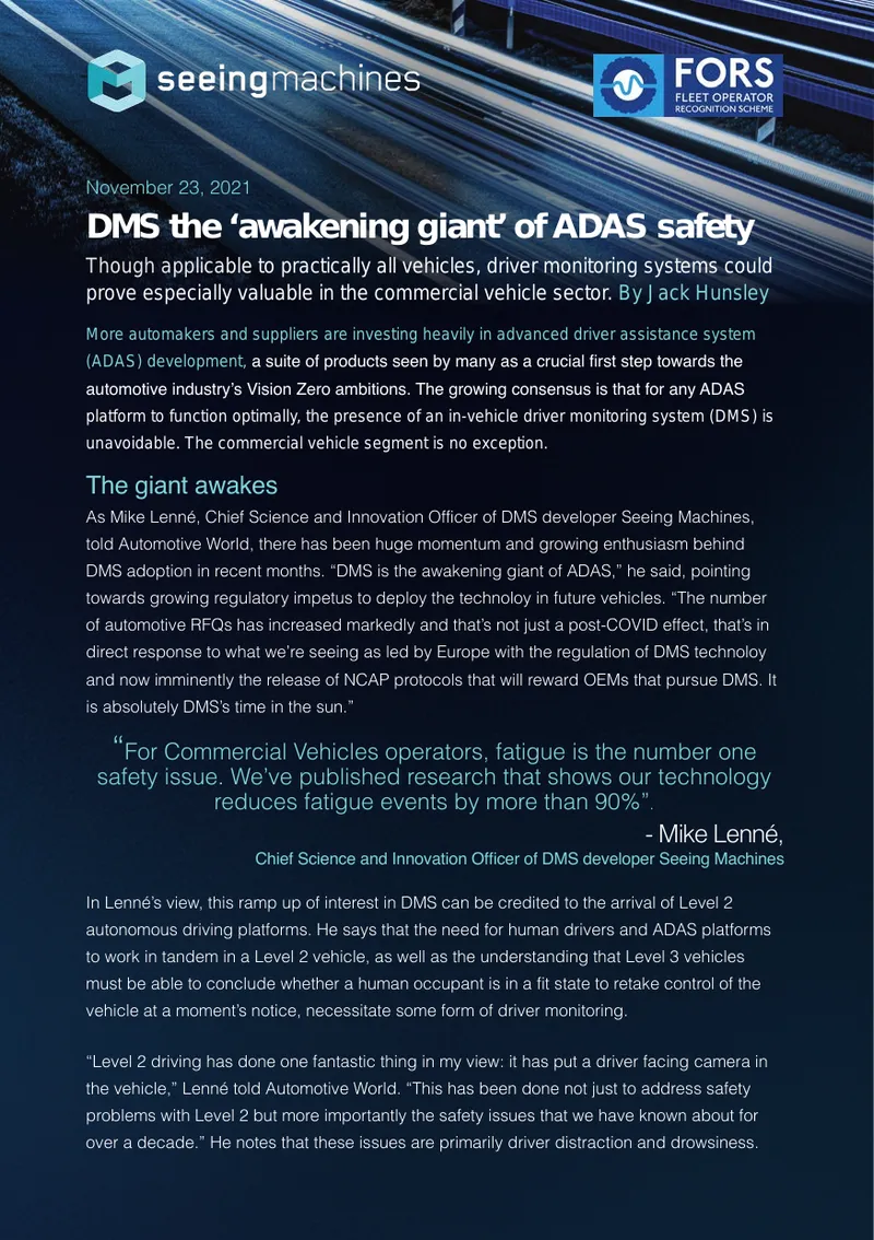 Driver Monitoring Systems in Commercial Vehicles