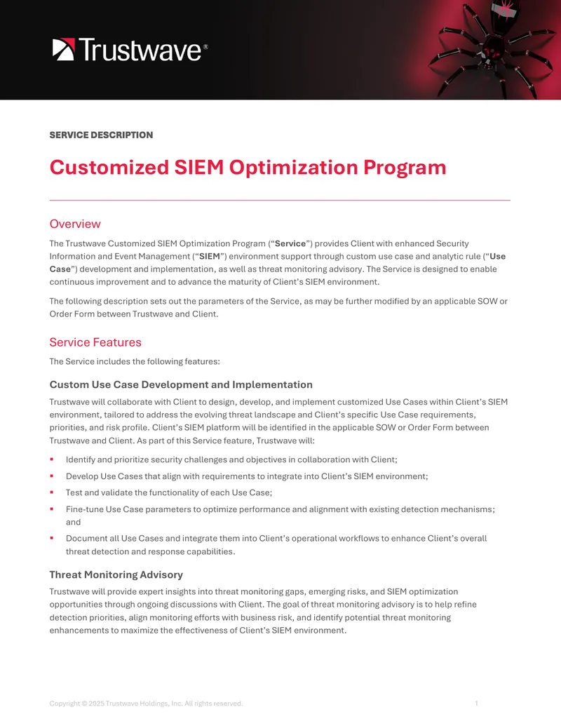 Customized SIEM Optimization Program Description