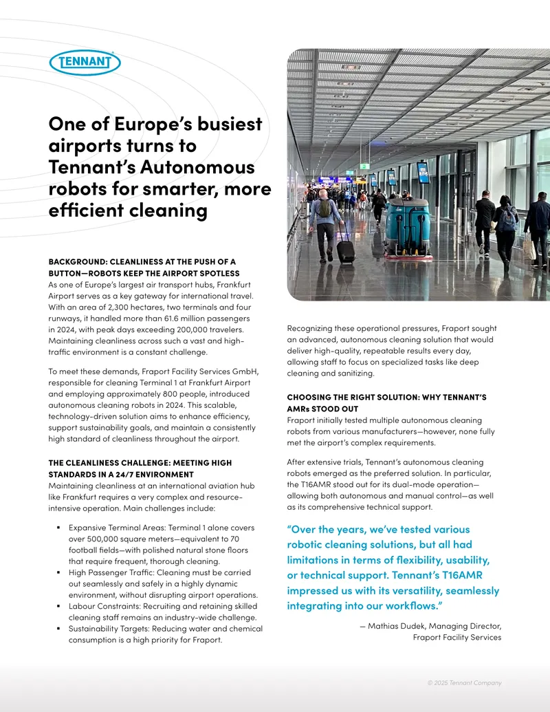 Autonomous Cleaning Robots at Frankfurt Airport