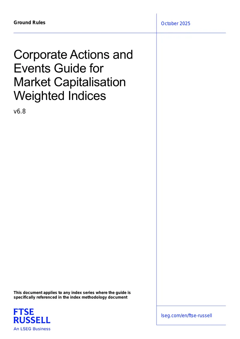 Corporate Actions and Events Guide for Market Capitalisation Weighted Indices