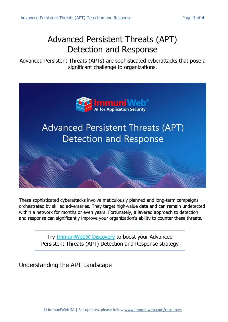 Advanced Persistent Threats Detection and Response Guide
