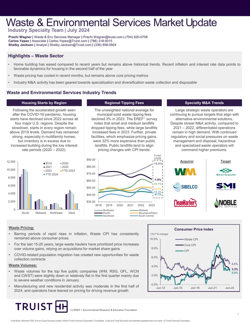 Waste and Environmental Services Market Update July 2024