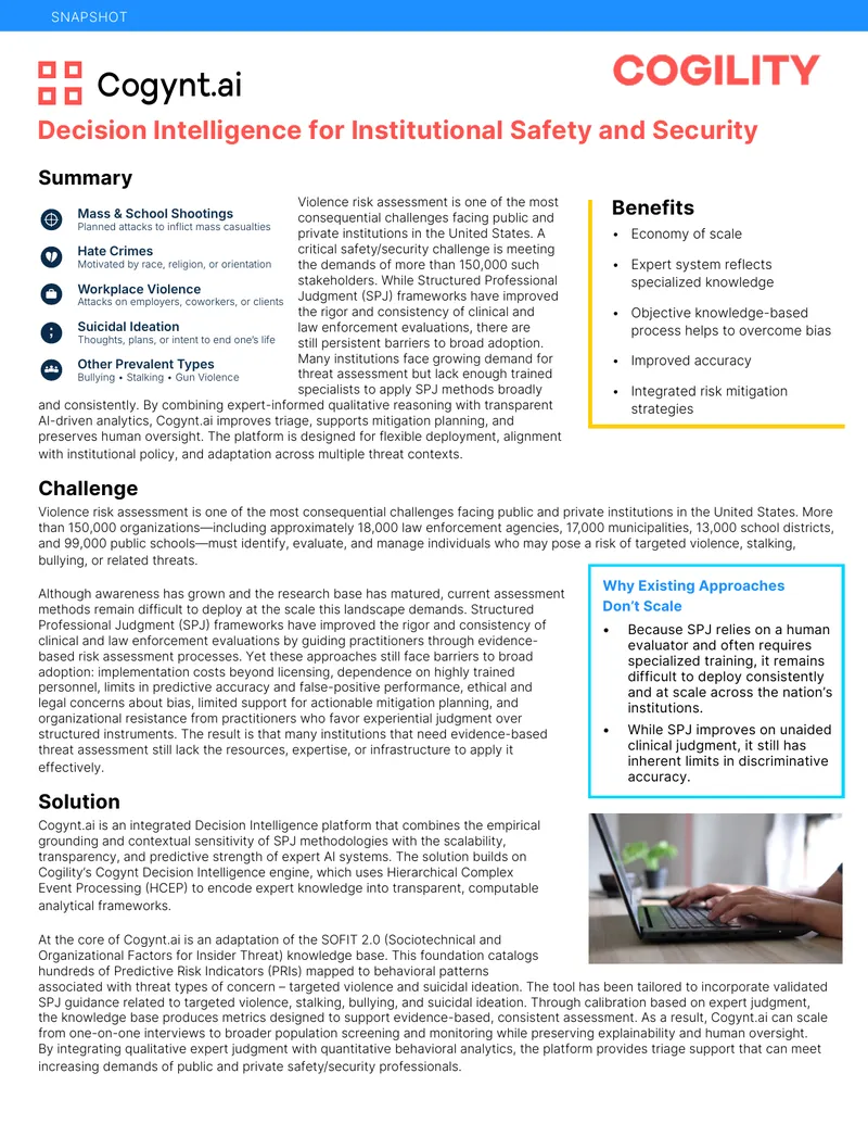Cogynt.ai Violence Risk Assessment Platform Overview