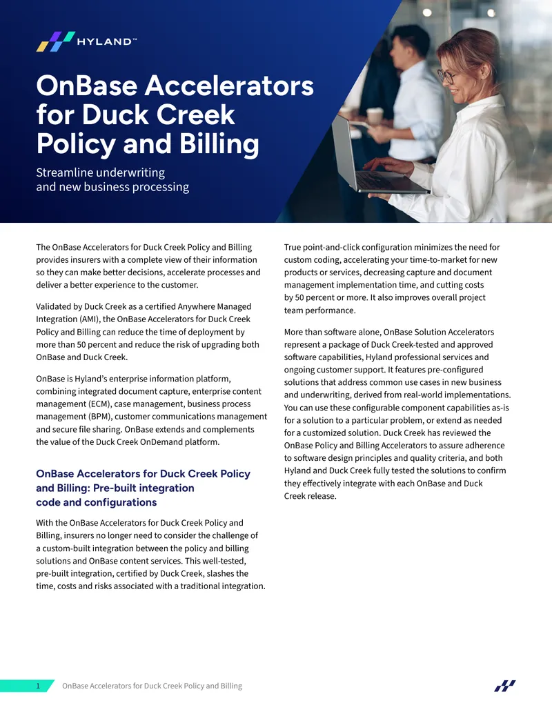 OnBase Accelerators for Duck Creek Policy and Billing