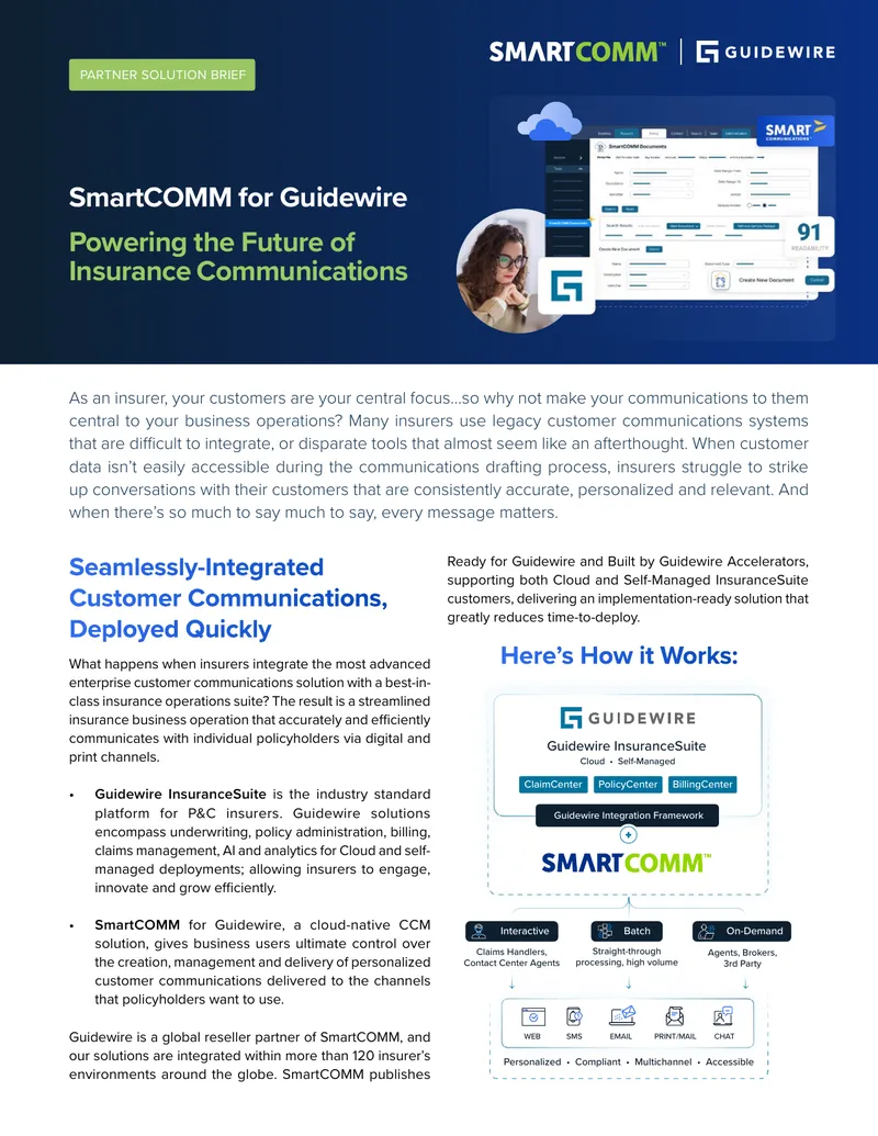 SmartCOMM Integration with Guidewire Solutions