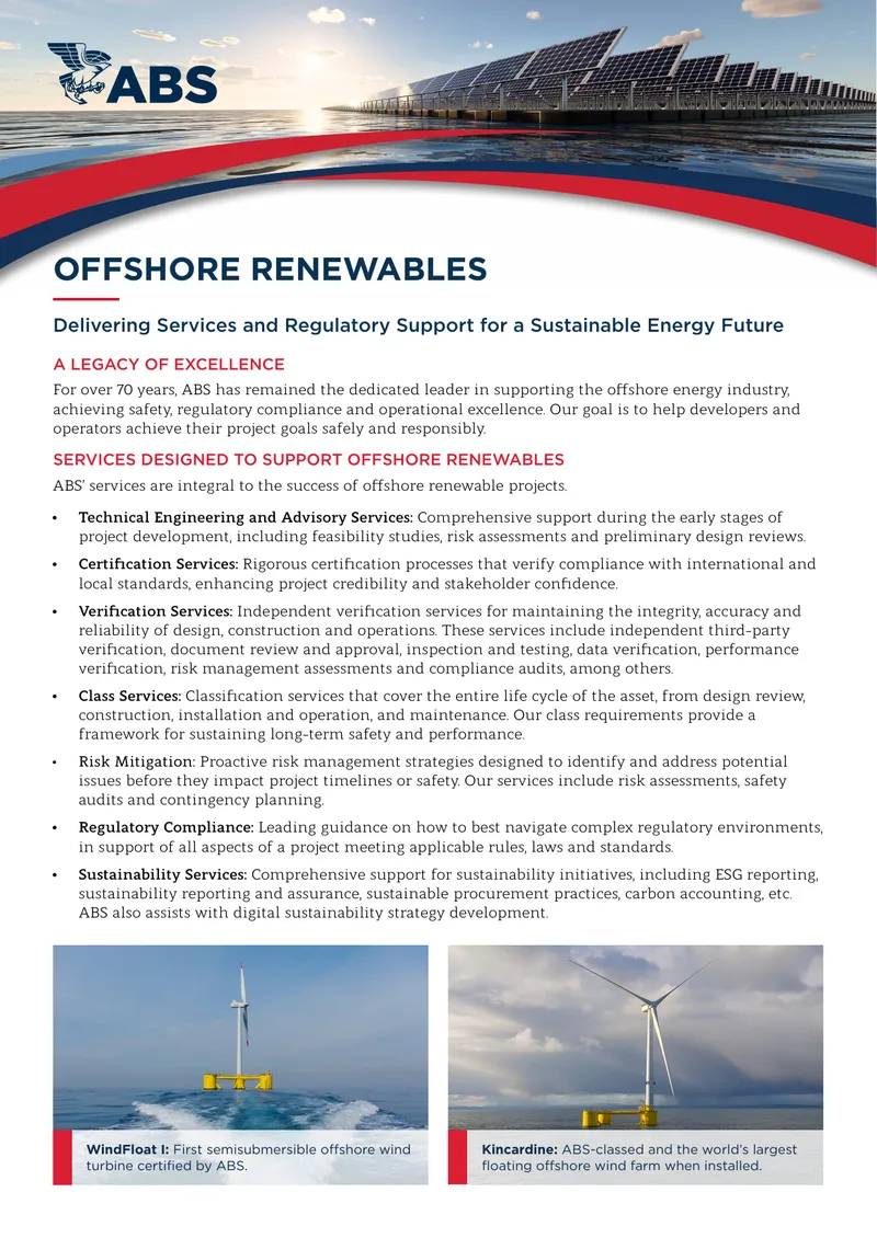 Services and Regulatory Support for Offshore Renewables