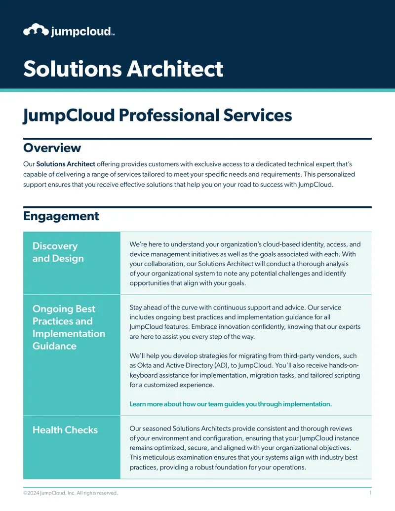 JumpCloud Solutions Architect Service Overview