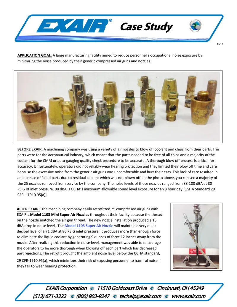 Noise Reduction in Manufacturing with Air Nozzles